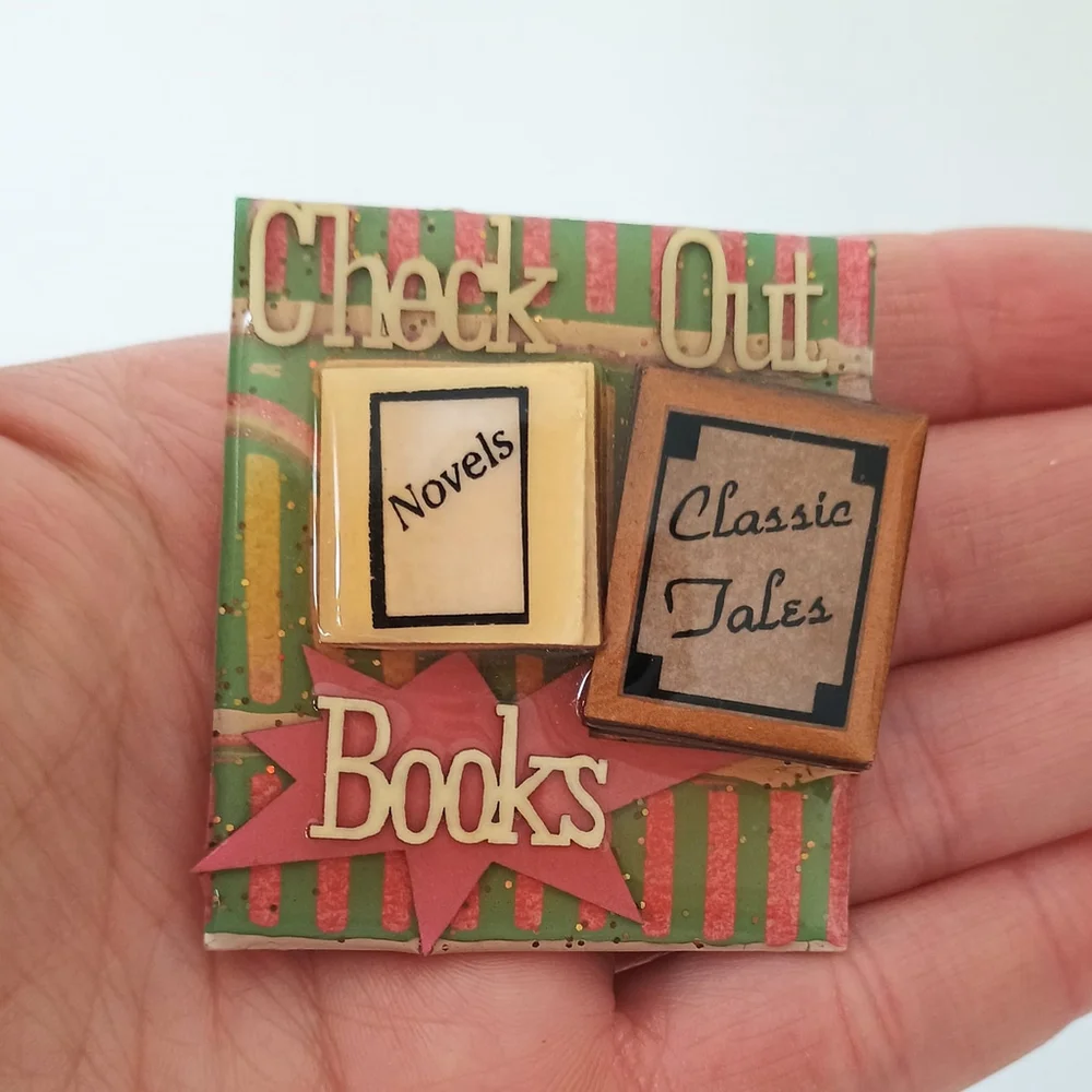 Vintage Books By Lucinda Pin Check Out Books 3D Pink Green Striped